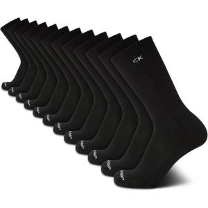 imageCalvin Klein Mens Crew Socks  12 Pack Cushioned Breathable Athletic Performance Crew Socks for Men for Sports ampamp RunningPure Black