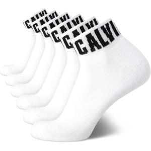 imageCalvin Klein Mens High Quarter Socks  6 Pack Breathable Soft Cushioned Mini Crew Athletic Socks for Men Shoe Size 712White Logo