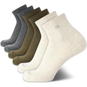imageCalvin Klein Mens Quarter Socks  6 Pack Cushioned Mini Crew Athletic Socks for Men Ideal for Running Sport and HikingBeigeGrey