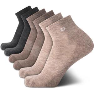 imageCalvin Klein Mens Quarter Socks  6 Pack Cushioned Mini Crew Athletic Socks for Men Ideal for Running Sport and HikingBrown Heather