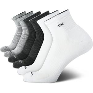 imageCalvin Klein Mens Quarter Socks  6 Pack Cushioned Mini Crew Athletic Socks for Men Ideal for Running Sport and HikingHeather Grey