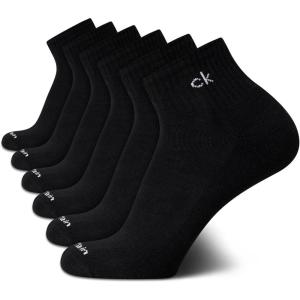 imageCalvin Klein Mens Quarter Socks  6 Pack Cushioned Mini Crew Athletic Socks for Men Ideal for Running Sport and HikingSolid Black