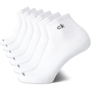 imageCalvin Klein Mens Quarter Socks  6 Pack Cushioned Mini Crew Athletic Socks for Men Ideal for Running Sport and HikingWhite