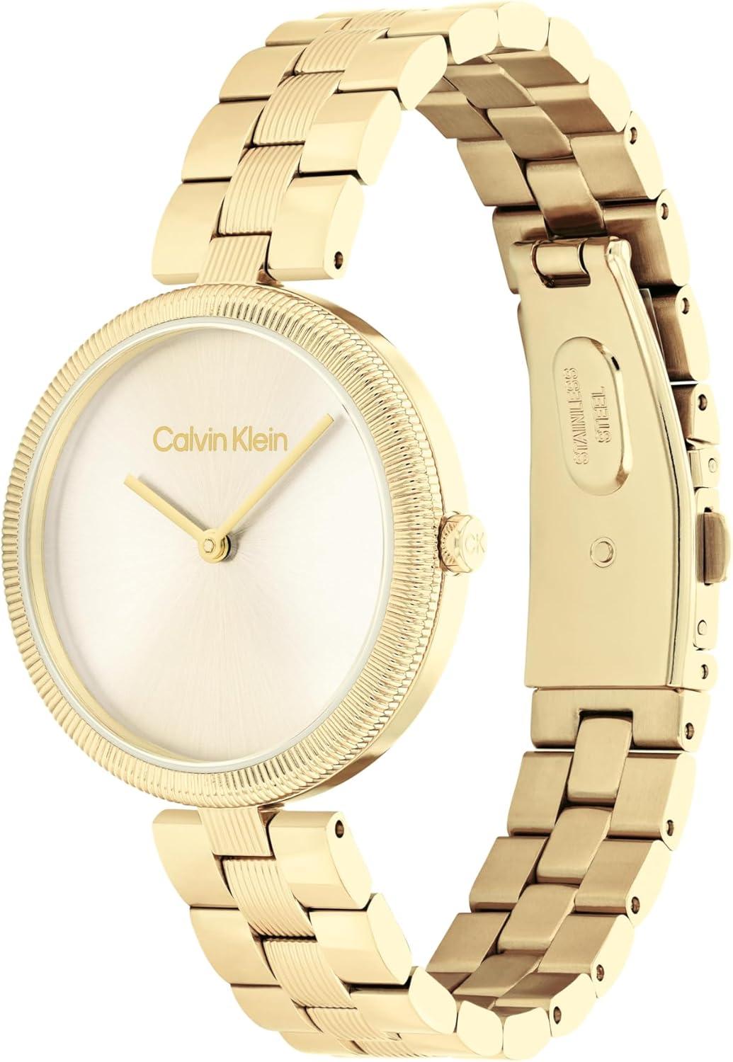 imageCalvin Klein Gleam  Womens 2H Quartz Watch Stainless Steel  Water Resistant 3 ATM30 Meters  A Timeless Elegance for Her Everyday Lifestyle  32 mmGold Plated