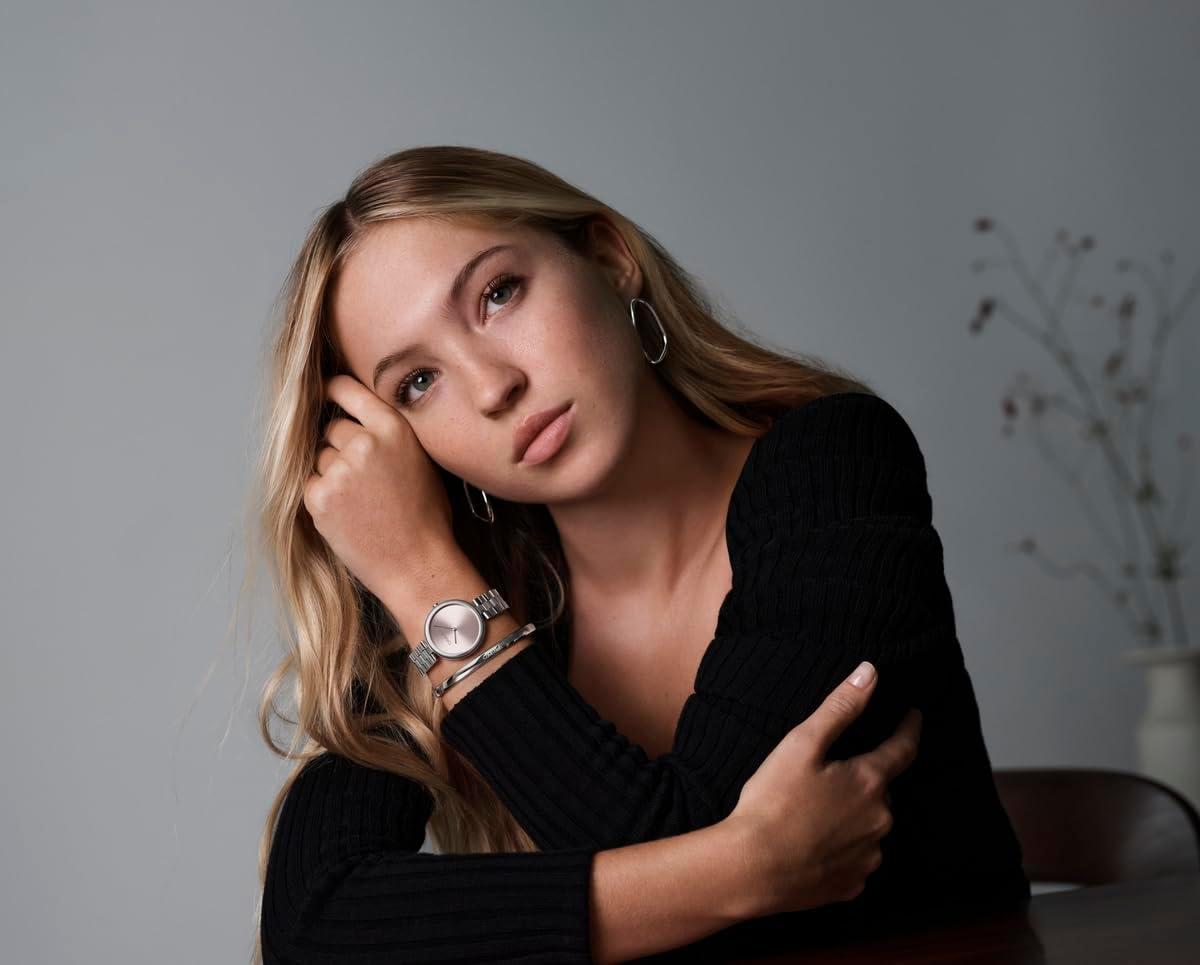 imageCalvin Klein Gleam  Womens 2H Quartz Watch Stainless Steel  Water Resistant 3 ATM30 Meters  A Timeless Elegance for Her Everyday Lifestyle  32 mmSilver