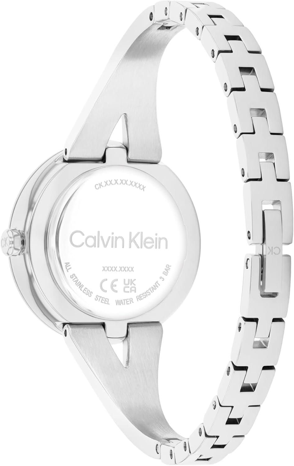 imageCalvin Klein Joyful  Womens 2H Quartz Watch Stainless Steel Case Bangle Bracelet  Water Resistant 3 ATM30 Meters  Adjustable Links for a Custom Fit  30 mmSilver