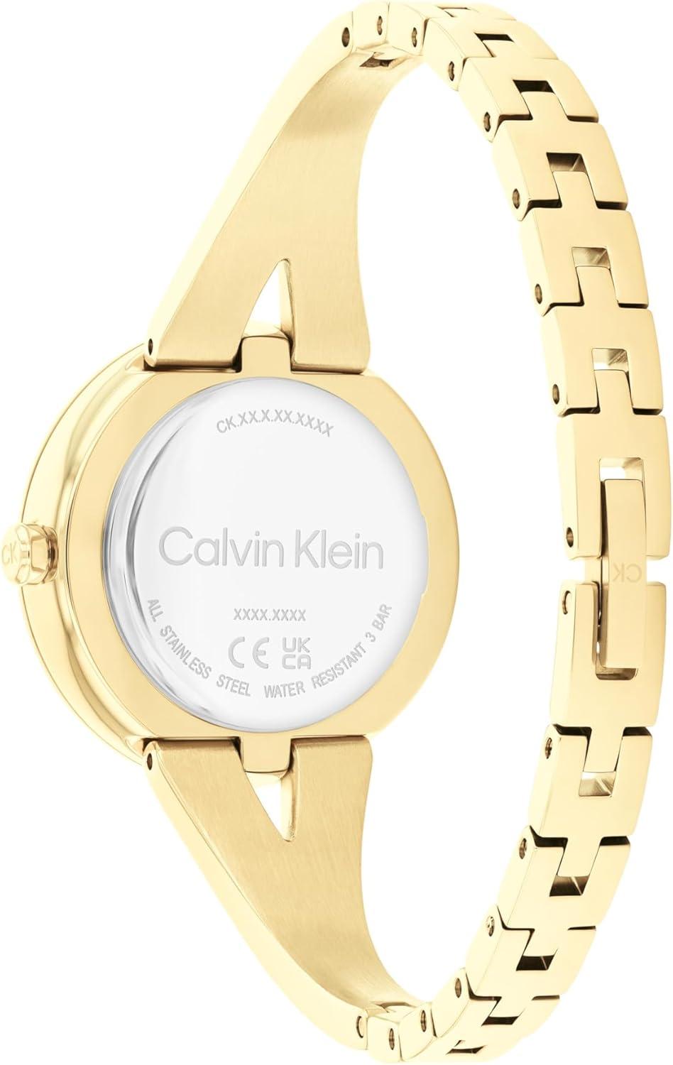 imageCalvin Klein Joyful  Womens 2H Quartz Watch Stainless Steel Case Bangle Bracelet  Water Resistant 3 ATM30 Meters  Adjustable Links for a Custom Fit  30 mmGold Plated