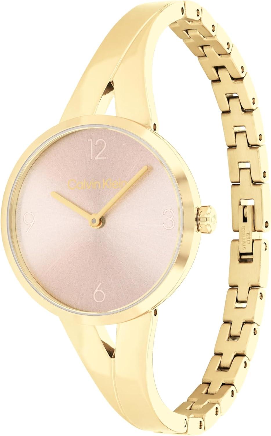 imageCalvin Klein Joyful  Womens 2H Quartz Watch Stainless Steel Case Bangle Bracelet  Water Resistant 3 ATM30 Meters  Adjustable Links for a Custom Fit  30 mmGold Plated