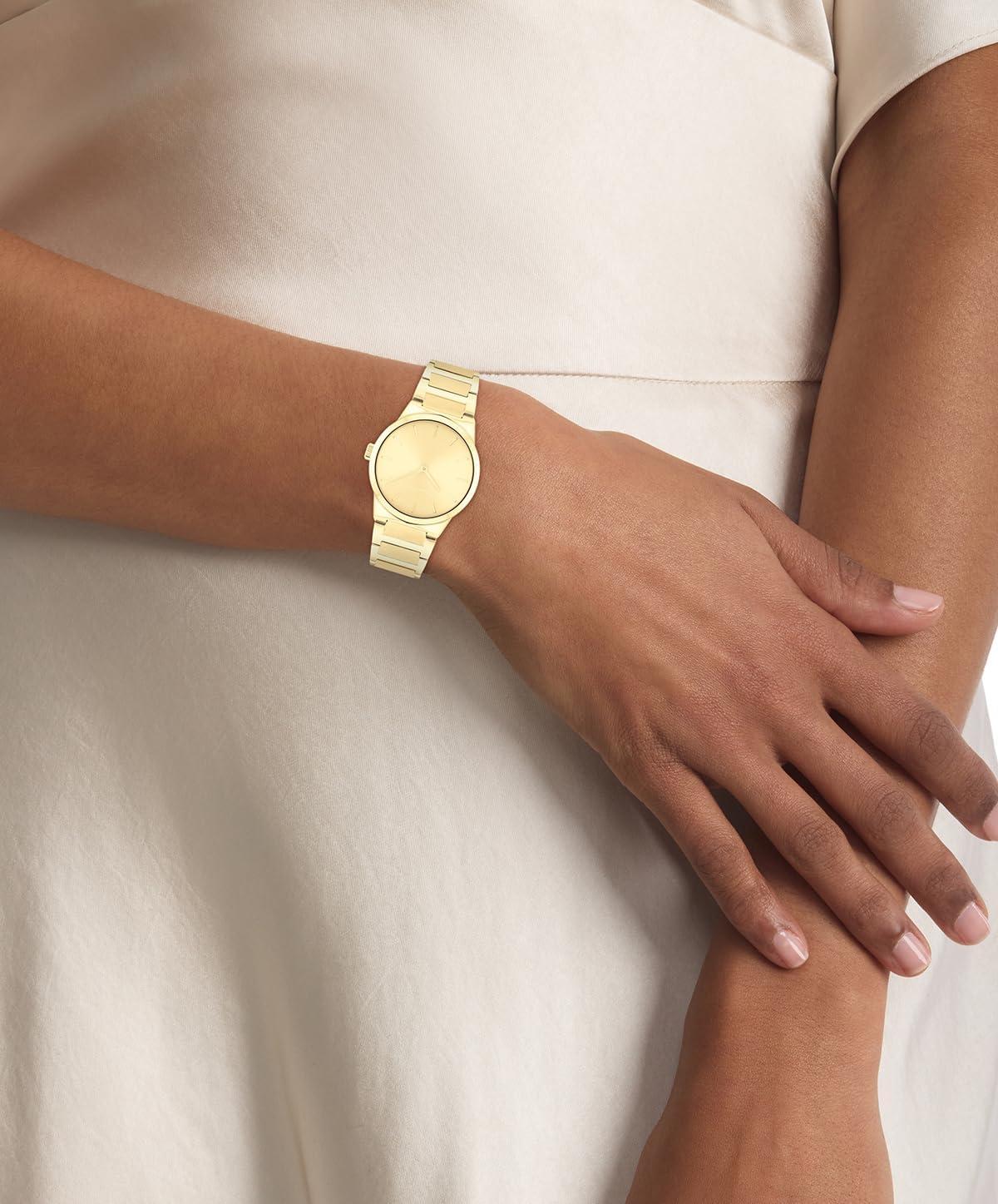 imageCalvin Klein Womens CK Linear Elegance  32mm 2H Quartz Slim Watch  Stainless Steel Bracelet  Premium Fashion Timepiece for All Occasions  Gift for HerGold Plated