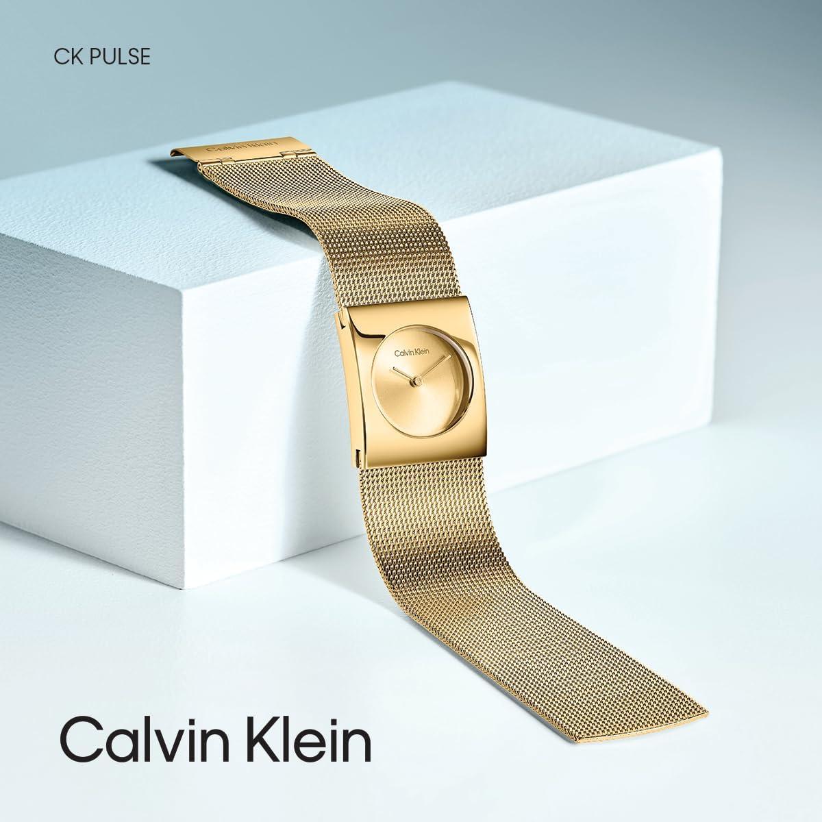 imageCalvin Klein Womens CK Pulse  26mm 2H Quartz Watch  Stainless Steel Mesh Bracelet  Water Resistance 30 Meters  Minimalistic Style  Premium Fashion  Gift for HerGold Plated
