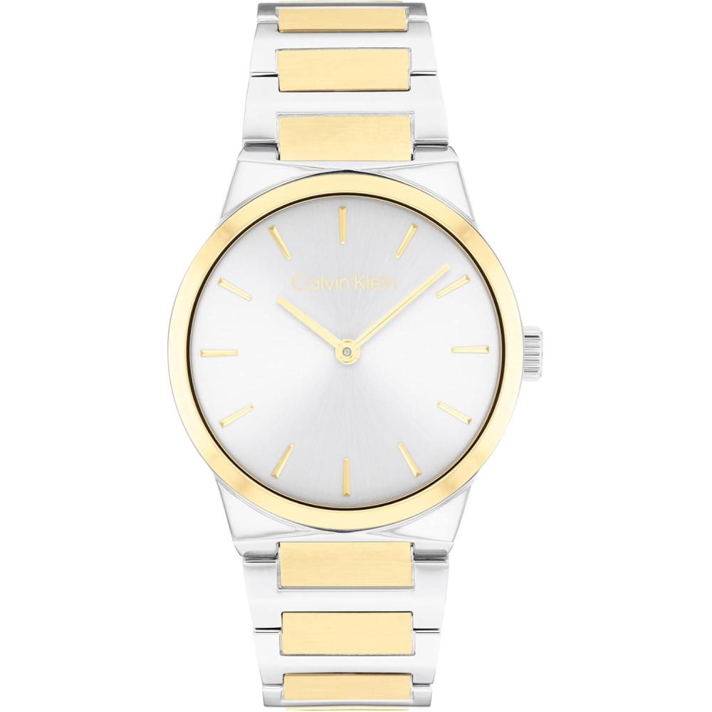 imageCalvin Klein Womens CK Linear Elegance  32mm 2H Quartz Slim Watch  Stainless Steel Bracelet  Premium Fashion Timepiece for All Occasions  Gift for HerTwo Tone