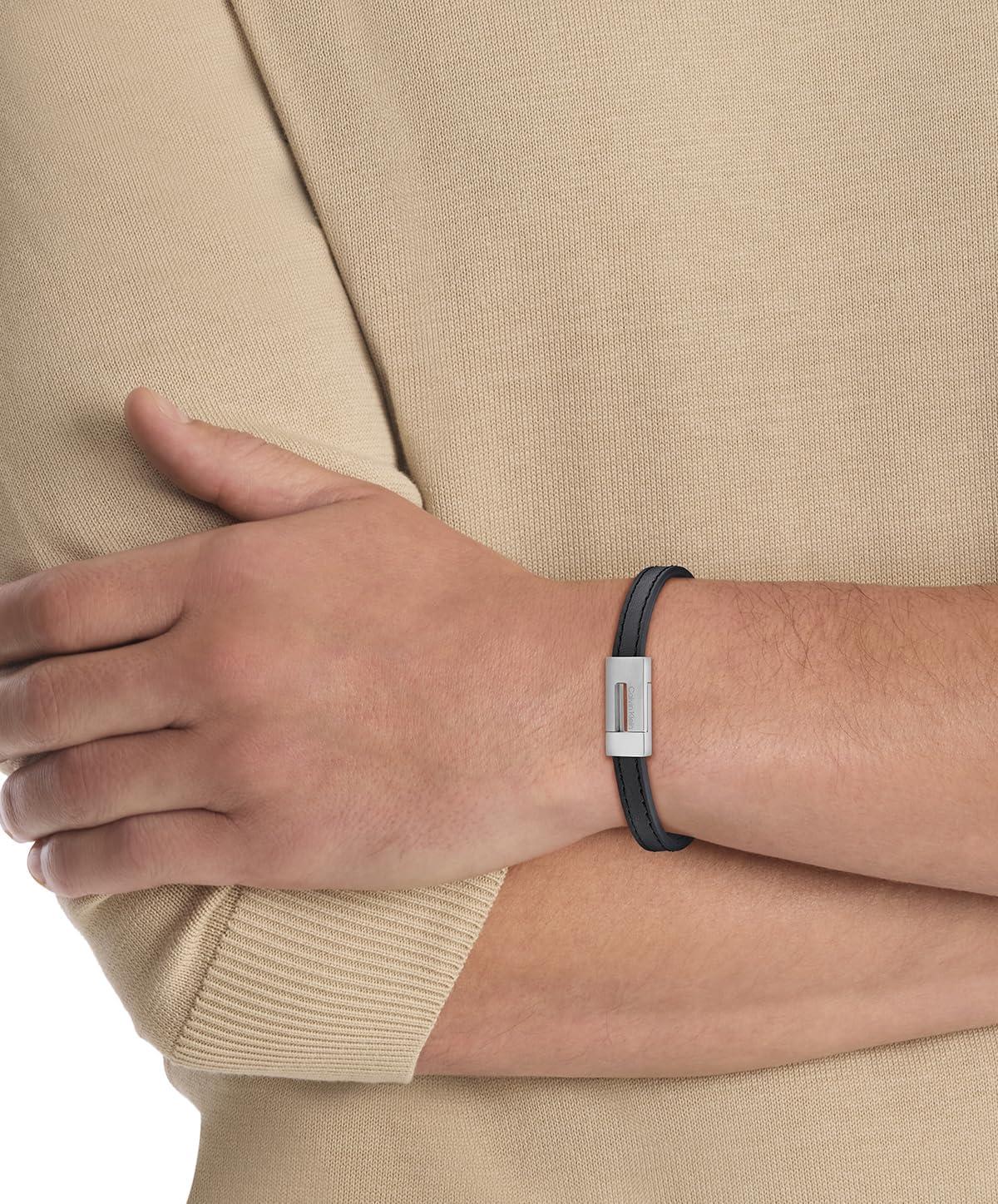 imageCalvin Klein Mens CK Exposed Bracelet Brushed ID Tag Stainless Steel Sizeable Magnetic Closure  Modern Statement Accessory  Gift for HimBlack