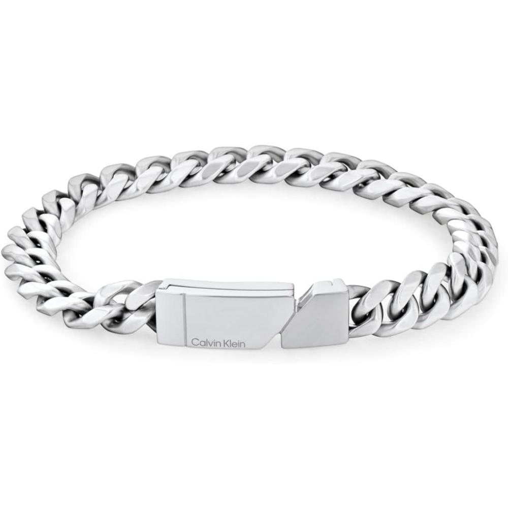 imageCalvin Klein Mens Electric Bracelet Brushed ID Tag with Asymmetric Cutout and Sizeable Magnetic Closure  Premium Fashion for Everyday Wear  Gift for HimSilver