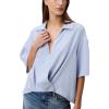 imageCalvin Klein Womens Crepe Printed Wrap TopZen Blue