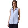 imageCalvin Klein Womens Crepe Sleeveless ButtonDown TopZen Blue