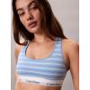 imageCalvin Klein Womens Icon Cotton Modal Unlined BralettePulse Stripe Blue Descent