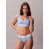 imageCalvin Klein Womens Icon Cotton Modal Unlined BralettePulse Stripe Blue Descent