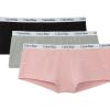 imageCalvin Klein Womens Carousel Logo Cotton Stretch Boyshort Panties 3 PackBlackGrey Heather Logo Grid Powder Pink