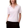 imageCalvin Klein Womens Johnny Collar Half Sleeve TopBright White