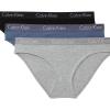 imageCalvin Klein Womens Motive Cotton Multipack Bikini Panty 2 PackBlackGrey HeatherScorched Denim
