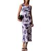 imageCalvin Klein Womens Printed Chiffon Cowl Neck Maxi DressBrilliant White Floral Print