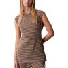 imageCalvin Klein womens Printed Plisse Boat Neck TunicBrown Ladder Print