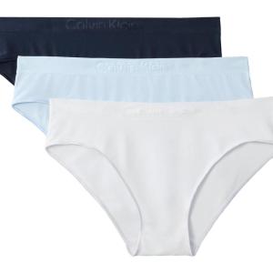 imageCalvin Klein Womens Bonded Flex Seamless 3pack Mid Rise BikiniShoreline Breezy Blue Silver Haze