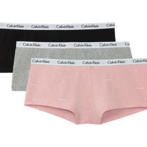 imageCalvin Klein Womens Carousel Logo Cotton Stretch Boyshort Panties 3 PackBlackGrey Heather Logo Grid Powder Pink