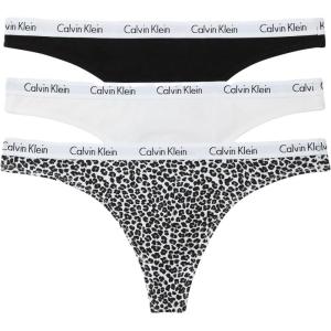imageCalvin Klein Womens Carousel Logo Cotton Stretch Thong Panties Multipack