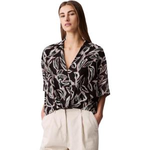 imageCalvin Klein Womens Chiffon Printed Wrap TopBlack
