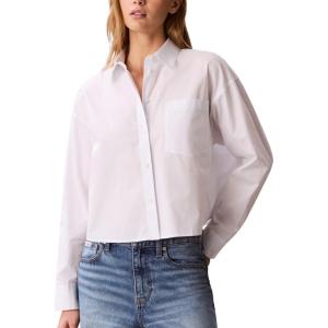 imageCalvin Klein Womens Cotton Poplin Cropped ShirtBrilliant White
