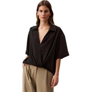 imageCalvin Klein Womens Crepe Printed Wrap TopBlack