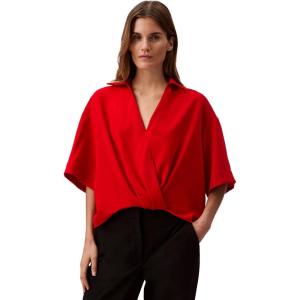 imageCalvin Klein Womens Crepe Printed Wrap TopGoji Berry