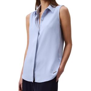 imageCalvin Klein Womens Crepe Sleeveless ButtonDown TopZen Blue