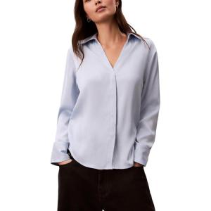 imageCalvin Klein Womens Hammered Satin Fitted ShirtBreezey Blue