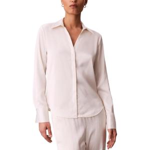 imageCalvin Klein Womens Hammered Satin Fitted ShirtTofu