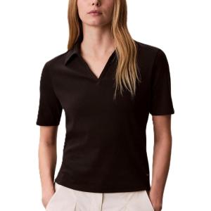 imageCalvin Klein Womens Johnny Collar Half Sleeve TopBlack