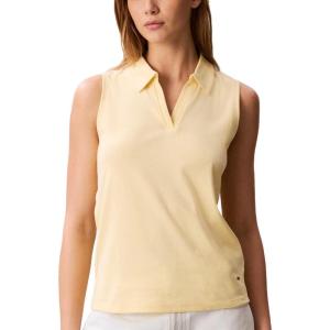 imageCalvin Klein Womens Johnny Collar Sleeveless TopFrench Vanilla