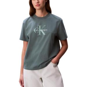 imageCalvin Klein Womens Monogram Logo Crewneck TShirtNorth Atlantic