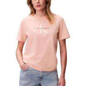 imageCalvin Klein Womens Monogram Logo Crewneck TShirtPink Sand