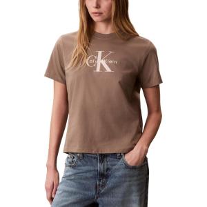 imageCalvin Klein Womens Monogram Logo Crewneck TShirtWalnut