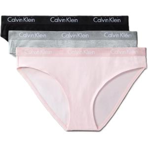 imageCalvin Klein Womens Motive Cotton Multipack Bikini Panty 2 PackBlackGrey HeatherNymphs Thigh