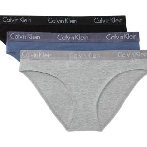 imageCalvin Klein Womens Motive Cotton Multipack Bikini Panty 2 PackBlackGrey HeatherScorched Denim