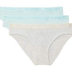imageCalvin Klein Womens Motive Cotton Multipack Bikini Panty 2 PackBlue GlassSnow HeatherMarching Stripe Blue Glass