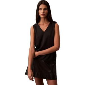 imageCalvin Klein Womens Plisse V Neck Tank TopBlack