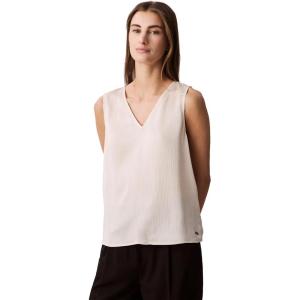 imageCalvin Klein Womens Plisse V Neck Tank TopBrazilian Sand