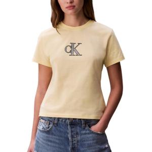 imageCalvin Klein Womens Slim Fit Graphic Monogram TeeFrench Vanilla