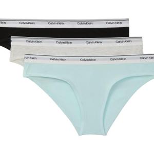 imageCalvin Klein Womens Balance Cotton Stretch Bikini Panties 3 PackBlack Snow Heather Blue Glass