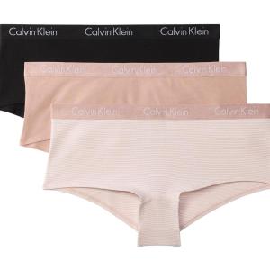 imageCalvin Klein Womens Motive Cotton Boyshort Panties 3 PackBlackCedarFeeder Stripe Cedar
