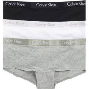 imageCalvin Klein Womens Motive Cotton Boyshort Panties 3 PackBlackWhiteGrey Heather